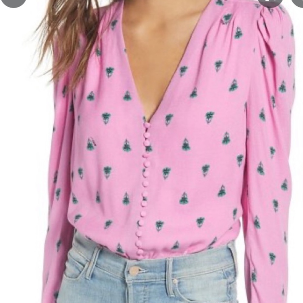 LAFRM Pink Button Down Bodysuit